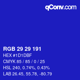 颜色代码: RGB 29 29 191 | qconv.com