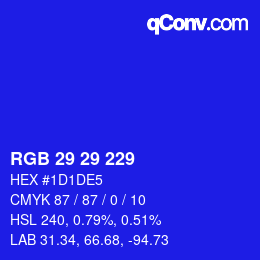 Color code: RGB 29 29 229 | qconv.com