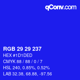 颜色代码: RGB 29 29 237 | qconv.com