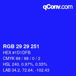 Color code: RGB 29 29 251 | qconv.com