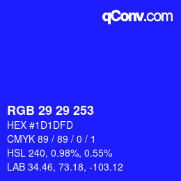 Color code: RGB 29 29 253 | qconv.com
