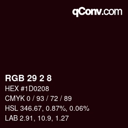 Farbcode: RGB 29 2 8 | qconv.com