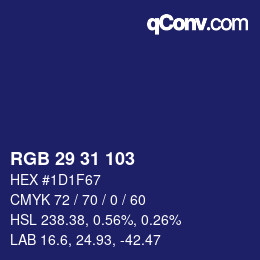 Color code: RGB 29 31 103 | qconv.com