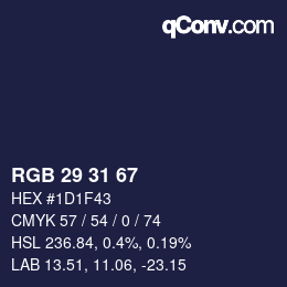 Color code: RGB 29 31 67 | qconv.com
