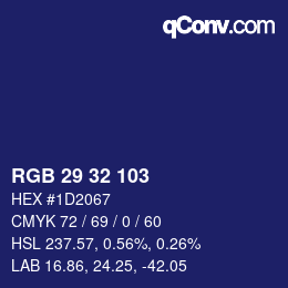 Color code: RGB 29 32 103 | qconv.com
