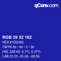カラーコード: RGB 29 32 162 | qconv.com