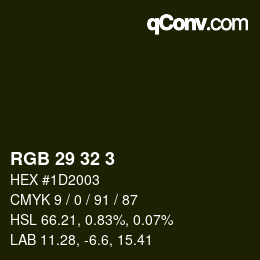 Color code: RGB 29 32 3 | qconv.com