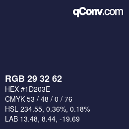 Color code: RGB 29 32 62 | qconv.com