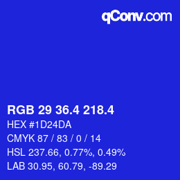 カラーコード: RGB 29 36.4 218.4 | qconv.com