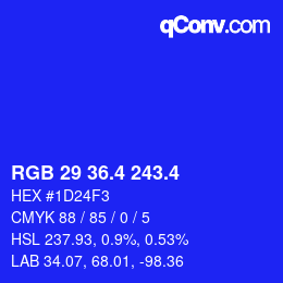 カラーコード: RGB 29 36.4 243.4 | qconv.com