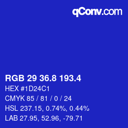 カラーコード: RGB 29 36.8 193.4 | qconv.com