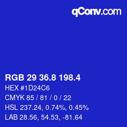 カラーコード: RGB 29 36.8 198.4 | qconv.com