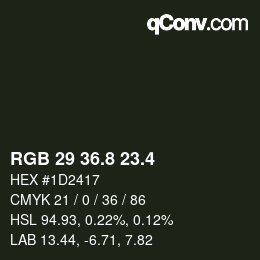 カラーコード: RGB 29 36.8 23.4 | qconv.com