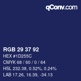 カラーコード: RGB 29 37 92 | qconv.com