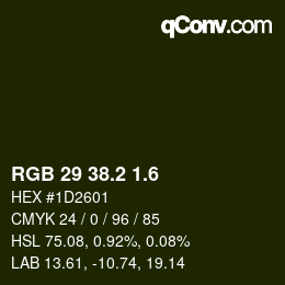 カラーコード: RGB 29 38.2 1.6 | qconv.com