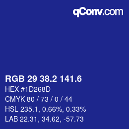 カラーコード: RGB 29 38.2 141.6 | qconv.com