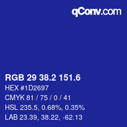 カラーコード: RGB 29 38.2 151.6 | qconv.com