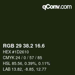 カラーコード: RGB 29 38.2 16.6 | qconv.com