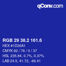 カラーコード: RGB 29 38.2 161.6 | qconv.com