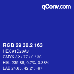 Color code: RGB 29 38.2 163 | qconv.com