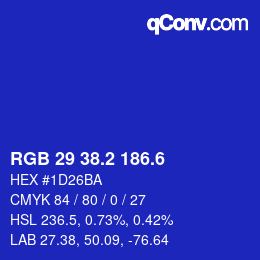 カラーコード: RGB 29 38.2 186.6 | qconv.com