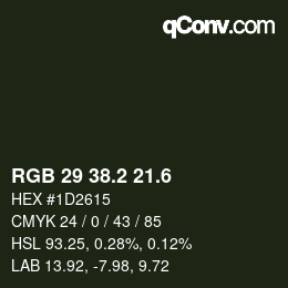 カラーコード: RGB 29 38.2 21.6 | qconv.com