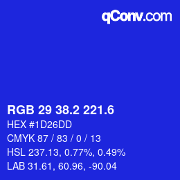 カラーコード: RGB 29 38.2 221.6 | qconv.com