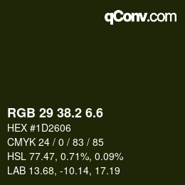 カラーコード: RGB 29 38.2 6.6 | qconv.com