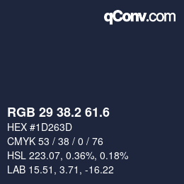 カラーコード: RGB 29 38.2 61.6 | qconv.com
