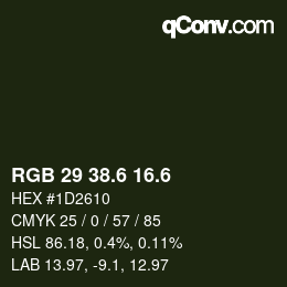 カラーコード: RGB 29 38.6 16.6 | qconv.com