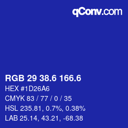 カラーコード: RGB 29 38.6 166.6 | qconv.com