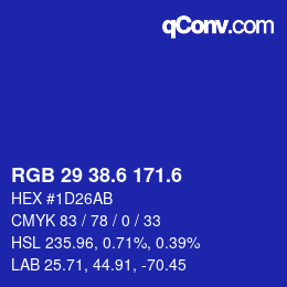 カラーコード: RGB 29 38.6 171.6 | qconv.com