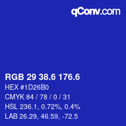 カラーコード: RGB 29 38.6 176.6 | qconv.com