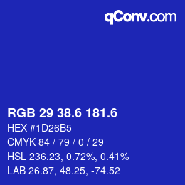 カラーコード: RGB 29 38.6 181.6 | qconv.com