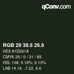 カラーコード: RGB 29 38.6 26.6 | qconv.com