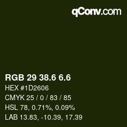カラーコード: RGB 29 38.6 6.6 | qconv.com