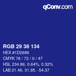 Color code: RGB 29 38 134 | qconv.com