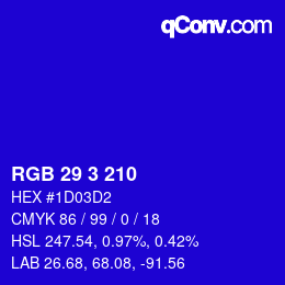 Color code: RGB 29 3 210 | qconv.com