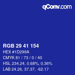 Color code: RGB 29 41 154 | qconv.com