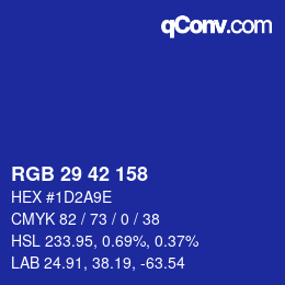 カラーコード: RGB 29 42 158 | qconv.com