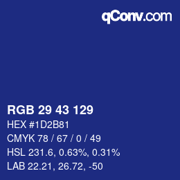 Color code: RGB 29 43 129 | qconv.com