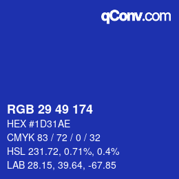 Color code: RGB 29 49 174 | qconv.com