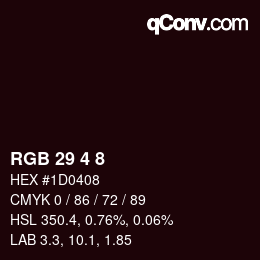 カラーコード: RGB 29 4 8 | qconv.com