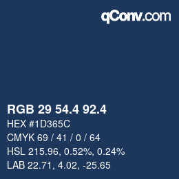 カラーコード: RGB 29 54.4 92.4 | qconv.com