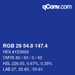 カラーコード: RGB 29 54.8 147.4 | qconv.com