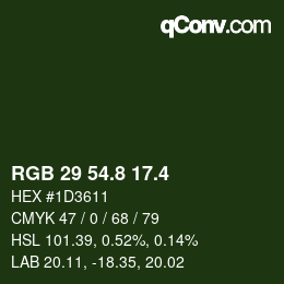カラーコード: RGB 29 54.8 17.4 | qconv.com