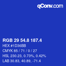 カラーコード: RGB 29 54.8 187.4 | qconv.com