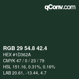 カラーコード: RGB 29 54.8 42.4 | qconv.com