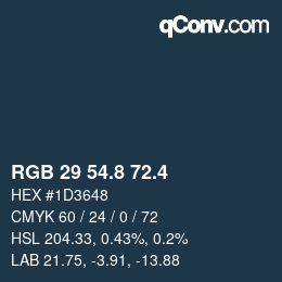 カラーコード: RGB 29 54.8 72.4 | qconv.com