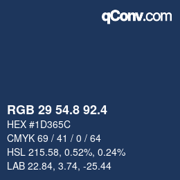 カラーコード: RGB 29 54.8 92.4 | qconv.com